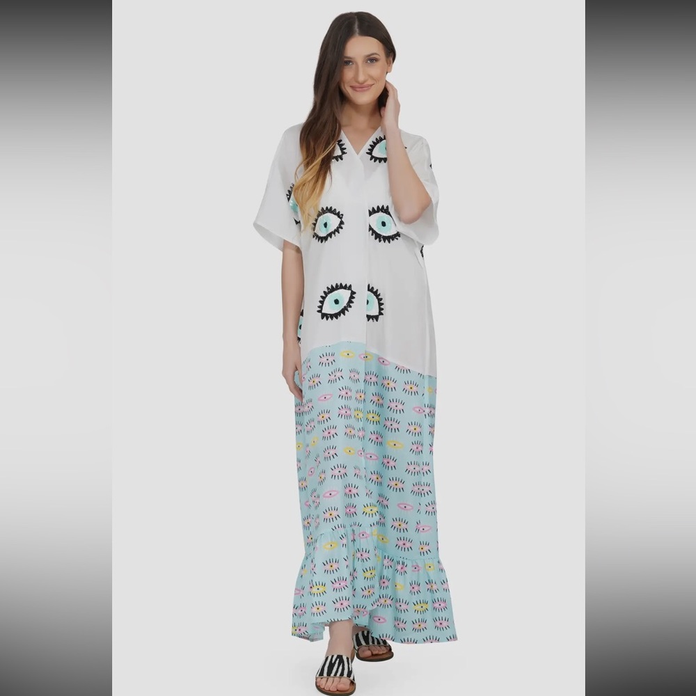 AMERICA & BEYOND EYE O EYE EMBROIDERED KAFTAN